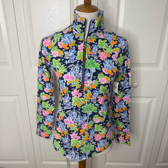 Lilly Pulitzer Disney Skipper Pullover 1/4 Zip Jacket Size XXS-NWT Navy Aegean - Picture 1 of 8